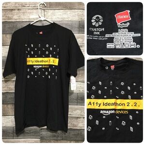 Hanes Amazon T Shirt Men’s L Black A11y Ideathon 2020 Amazon Devices